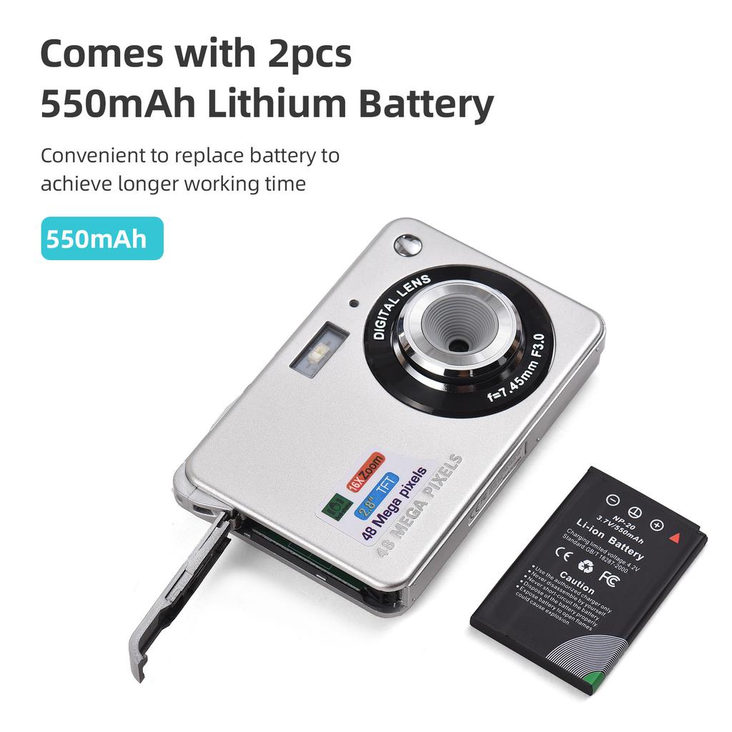 4K Digital Camera Video Camera Camcorder 48MP 2.8 Inch TFT Screen Auto Focus 16X Digital Zoom Anti shake Face Detect