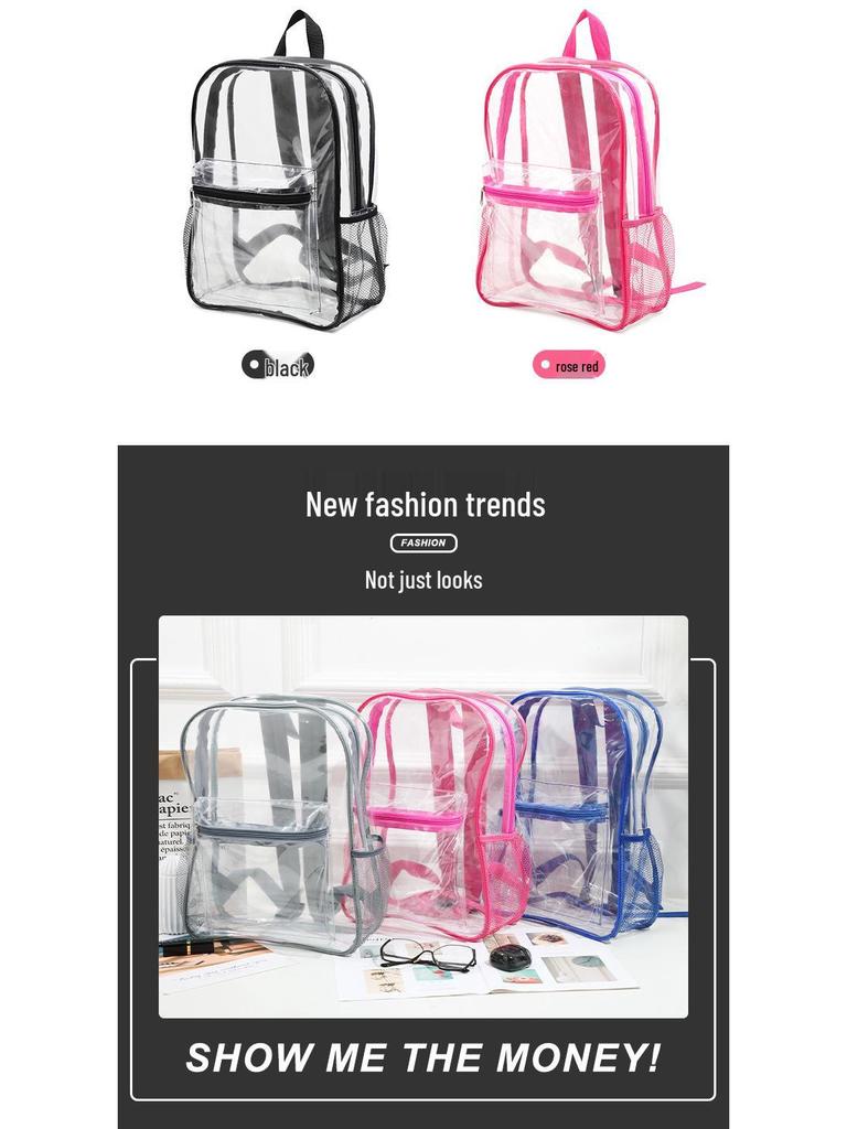 Transparent PVC Backpack for School or Concerts - Large Capacity Bookbag