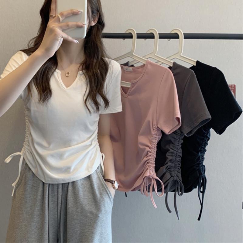 GMXIA Women's Fashion Casual Short Sleeve V-Neck T-Shirt and Top