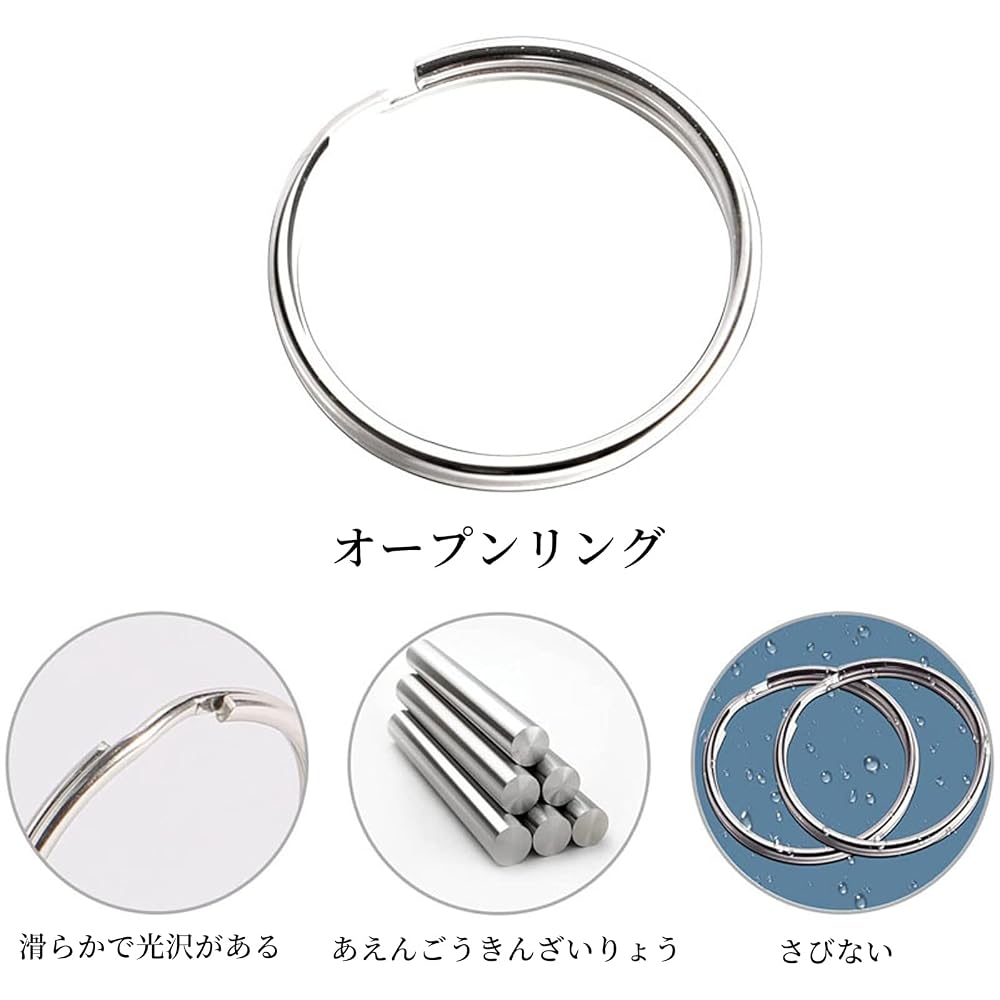 FineGood Keychain Hardware Set 5pcs Double Ring Keyring Stainless Steel with Swivel Hook
