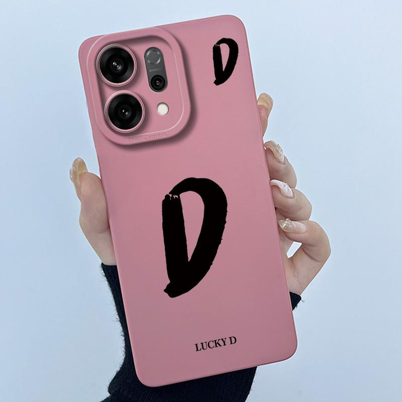 For OPPO Reno14 Pro 5G Cover Case Lucky Initial Letter Couple Silicone Soft Matte Phone Bumper for Oppo Reno 14 Pro 5G Casing