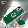 Coque pour iPhone 15 Plus - BOOLING - Vert Nuit - Protection TPU Antichoc - Anneau Support Rotatif - Souple