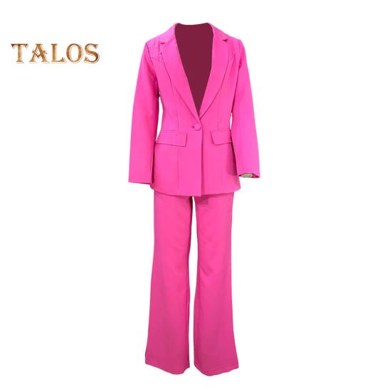 

2 шт./компл. женский костюм, пальто, брюки, комплект с глубоким V-образным вырезом и лацканами, застежка на одну пуговицу, кардиган средней длины, куртка с длинными рукавами, прямые брюки, женские формальные брюки XXL розы красного