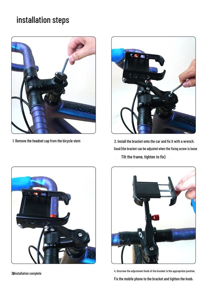 Aluminum Alloy 360° Rotating Shock-Absorbing Phone Holder for Road and Mountain Bikes