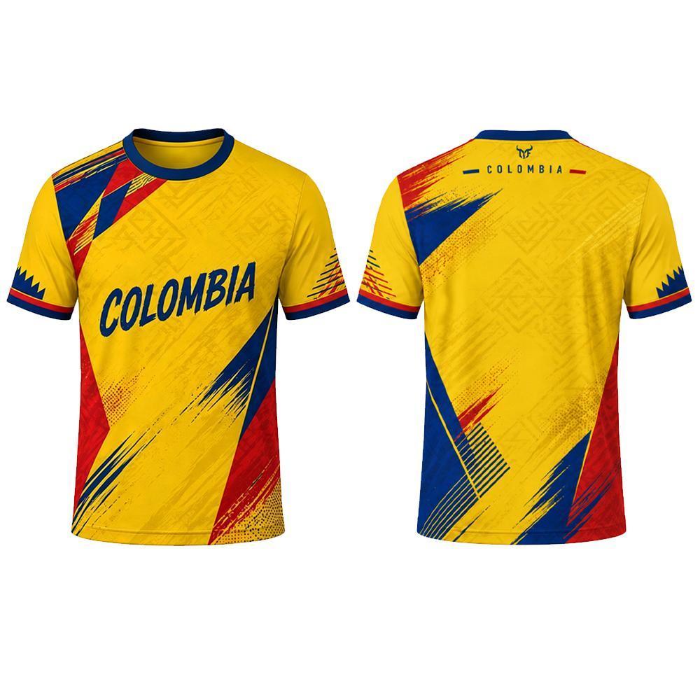 New Colombia Flag Colors Print Soccer Jersey Stadium Sports Training Breathable Soccer T-Shirt Men's Outdoor Casual O-neck Tops