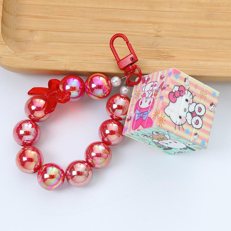 Sanrio Cartoon Beaded Charm Keychain for Phone or Bag красный