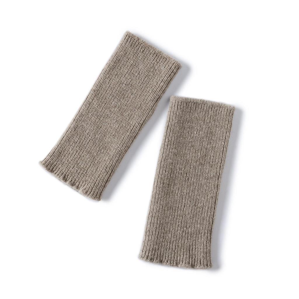Ribbed 100% Pure Cashmere Fingerless Knit Gloves