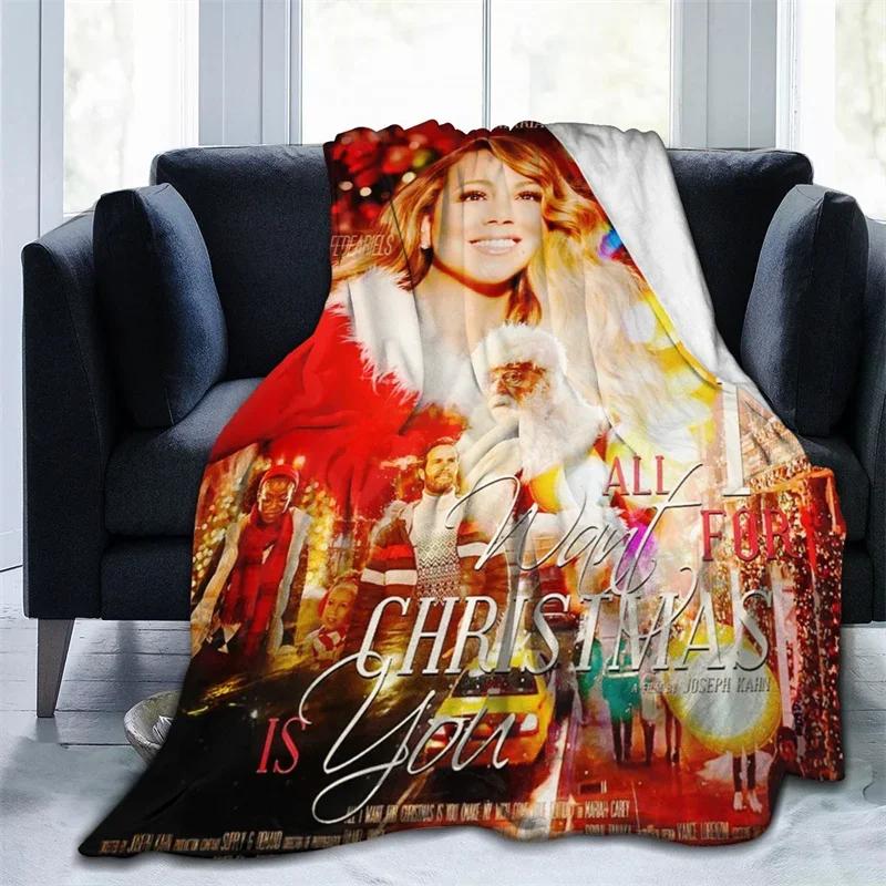 3D-Druck Mariah Carey Decke Weiche Sofadecke Überwurfdecke Fleece Wandteppich Weihnachten Warme Bettdecken für Schlafzimmer Couch