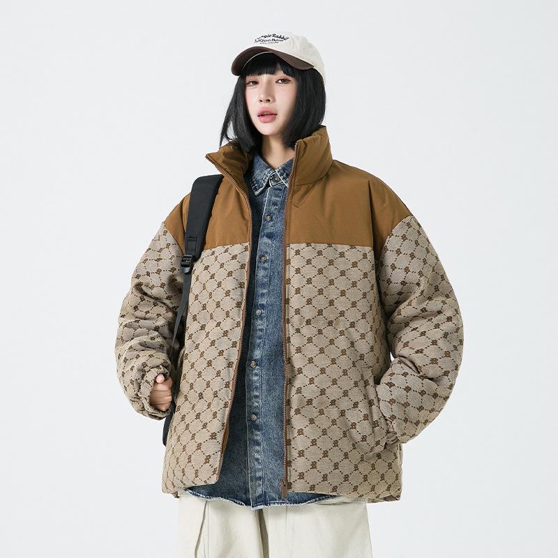 

Зимняя куртка из белого утиного пуха для мужчин и женщин, утолщенная, ветрозащитная, с американским воротником-стойкой, контрастное пальто для мужчин 4XL