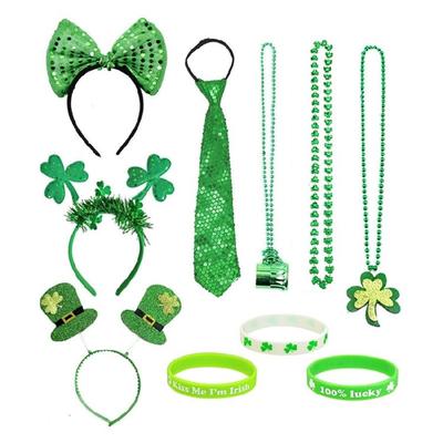 Irish Leprechaun Fashionable Head Hoop Green Necklace Hair Ornament Hair Styling Tool for Children Adults Photo Props
