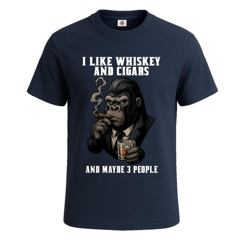 I Like Whiskey and Cigars and Maybe 3 People Tshirt for Mens Novelty Tee Top