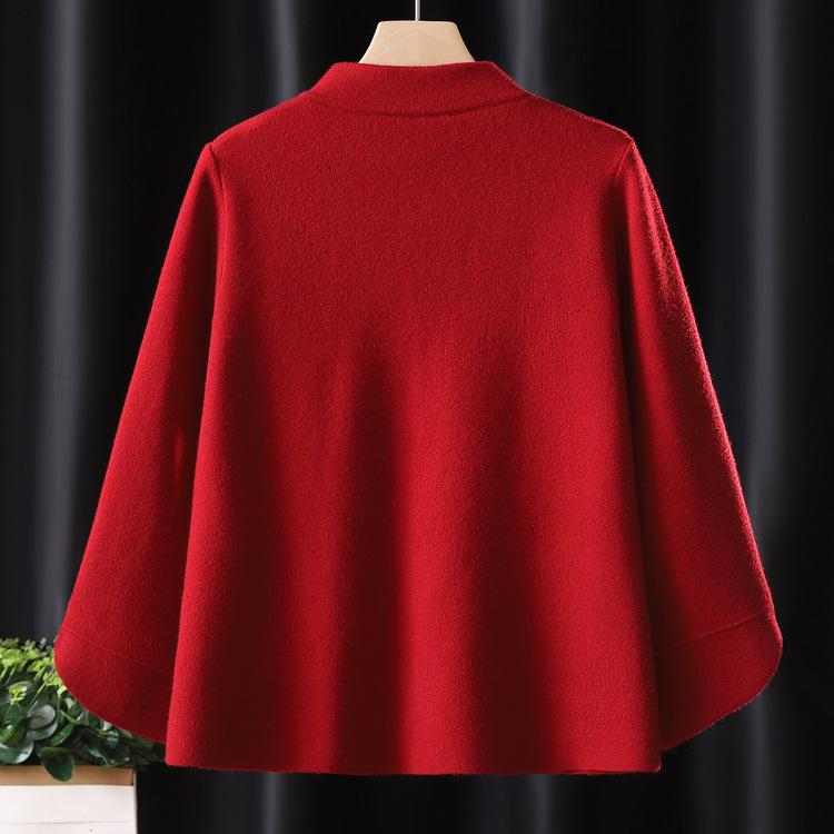 Chinese Style New Chinese Stand-up Collar Knitted Sweater Mother Jacket Middle-aged and Elderly Grandma Wear Loose Casual Women's Clothes
