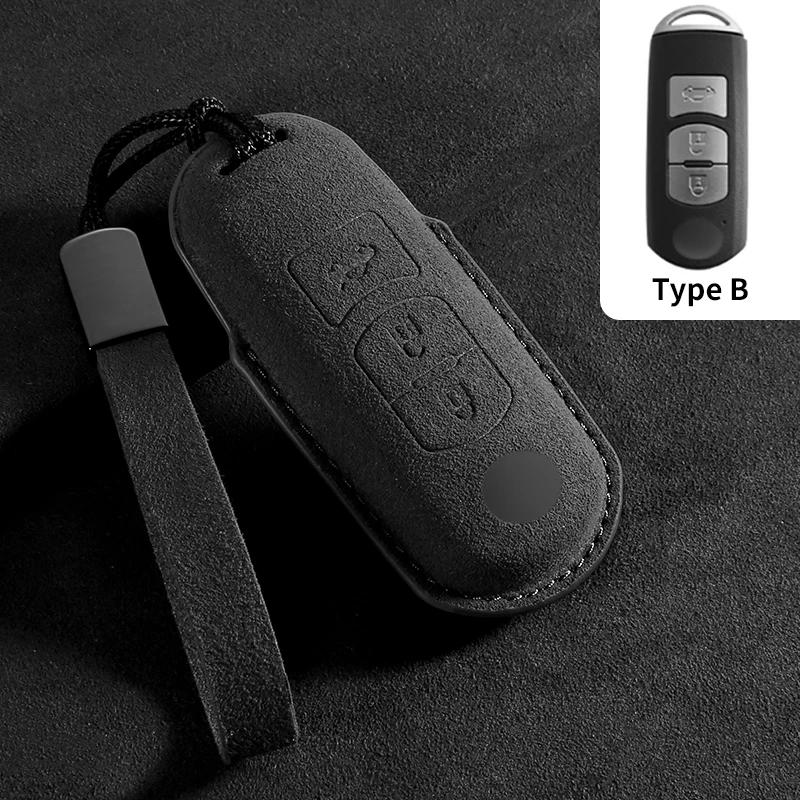 Interior Mouldings 2/3 Buttons Suede Car Remote Key Case Cover Shell For Mazda 2 3 6 Axela Atenza CX-5 CX5 CX-3 CX-7 CX8 CX-9 20