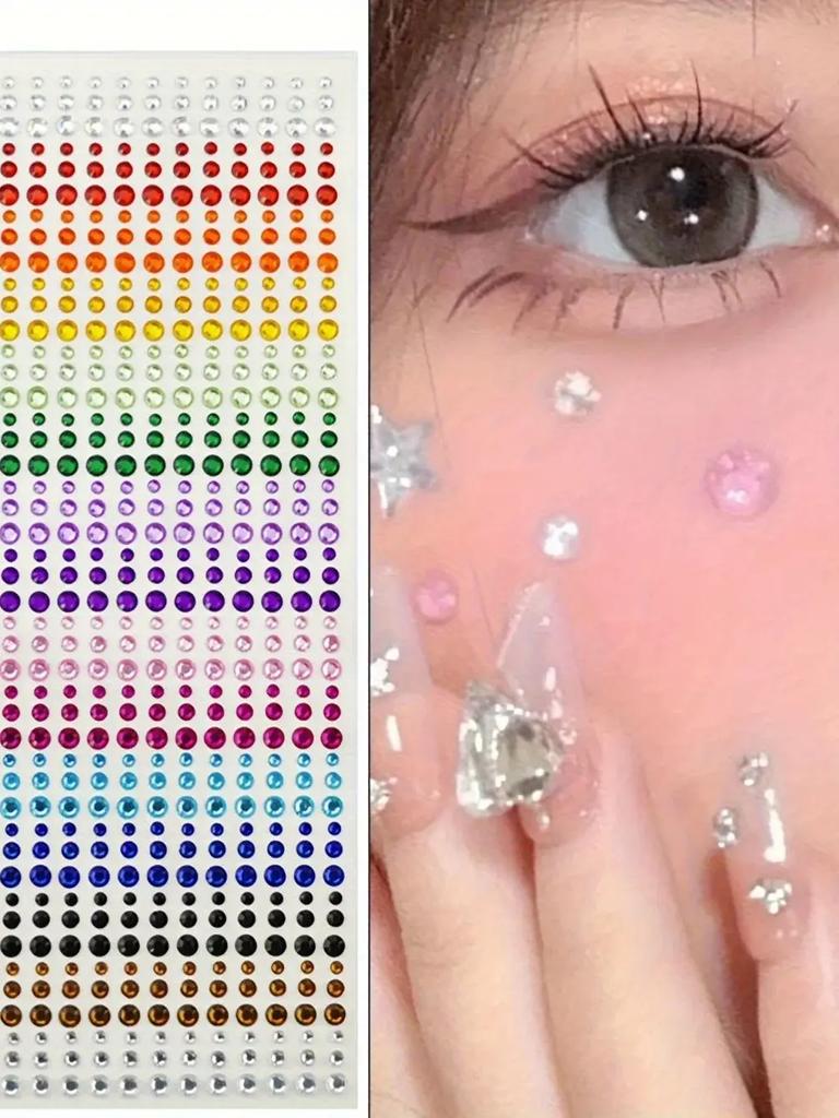 1pc, DIY Party Decoration Stickers Makeup Stickers Color Artificial Diamond Stickers Acrylic Crystal Stickers DIY Decor Supplies