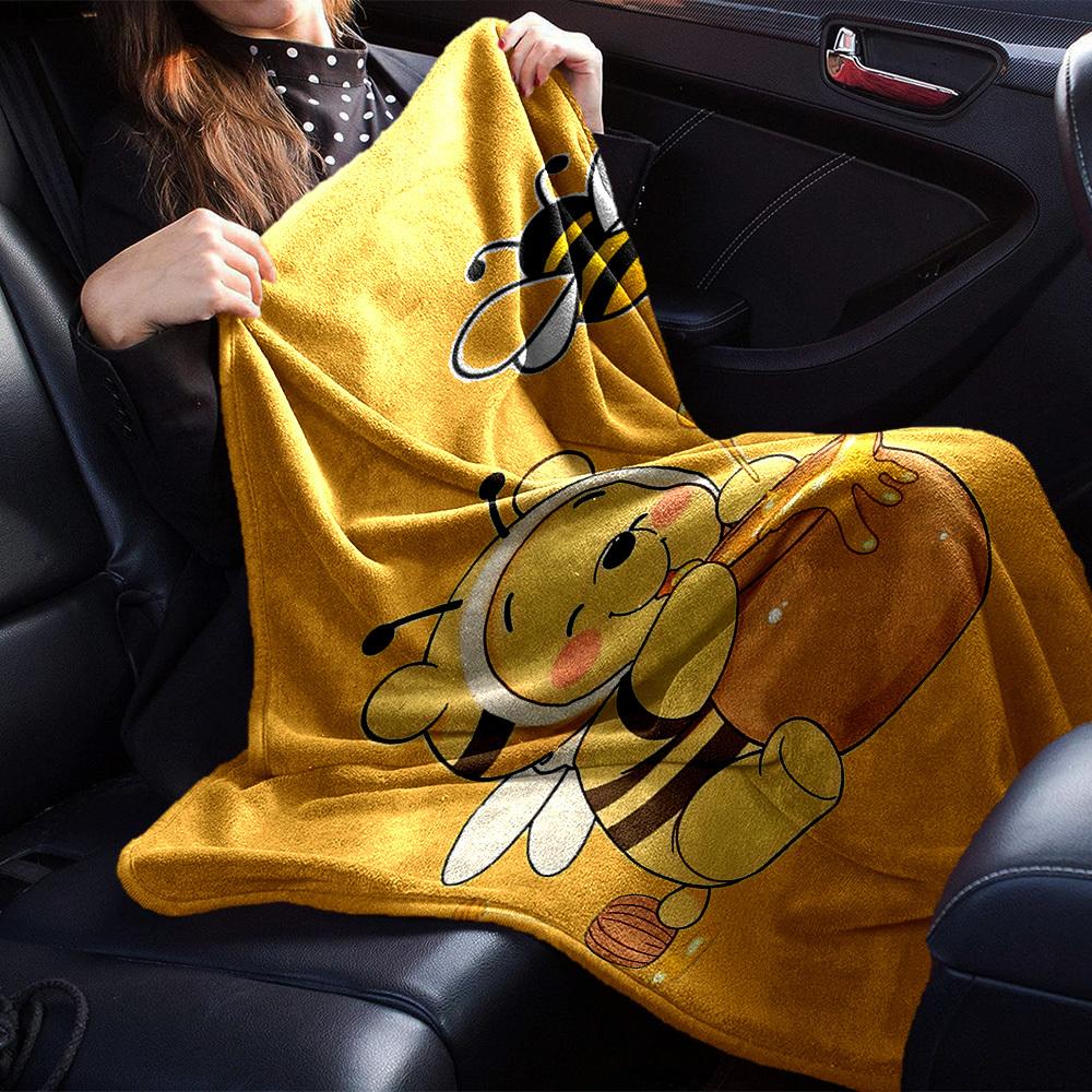 1pc Bee Honey blanket Lightweight Flannel Throw for Sofa Bed Travel Camping Livingroom Office Couch Chair