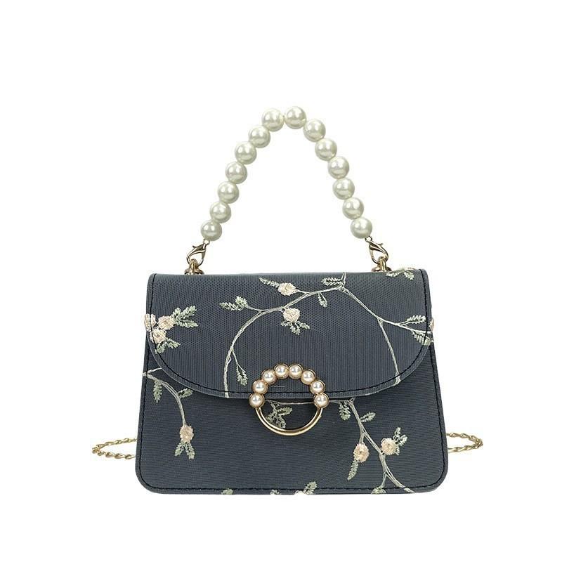 Pearl Handheld Small Square Bag With Lace Chain For Casual Travel And Spring Style