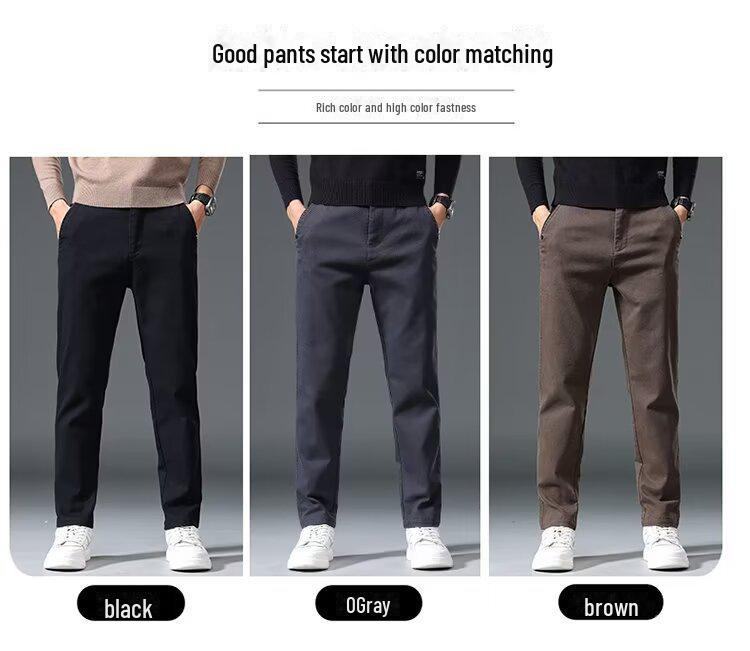 

2024 Мужские корейские деловые повседневные прямые однотонные брюки - весна/осень Waist 34 темно-серого