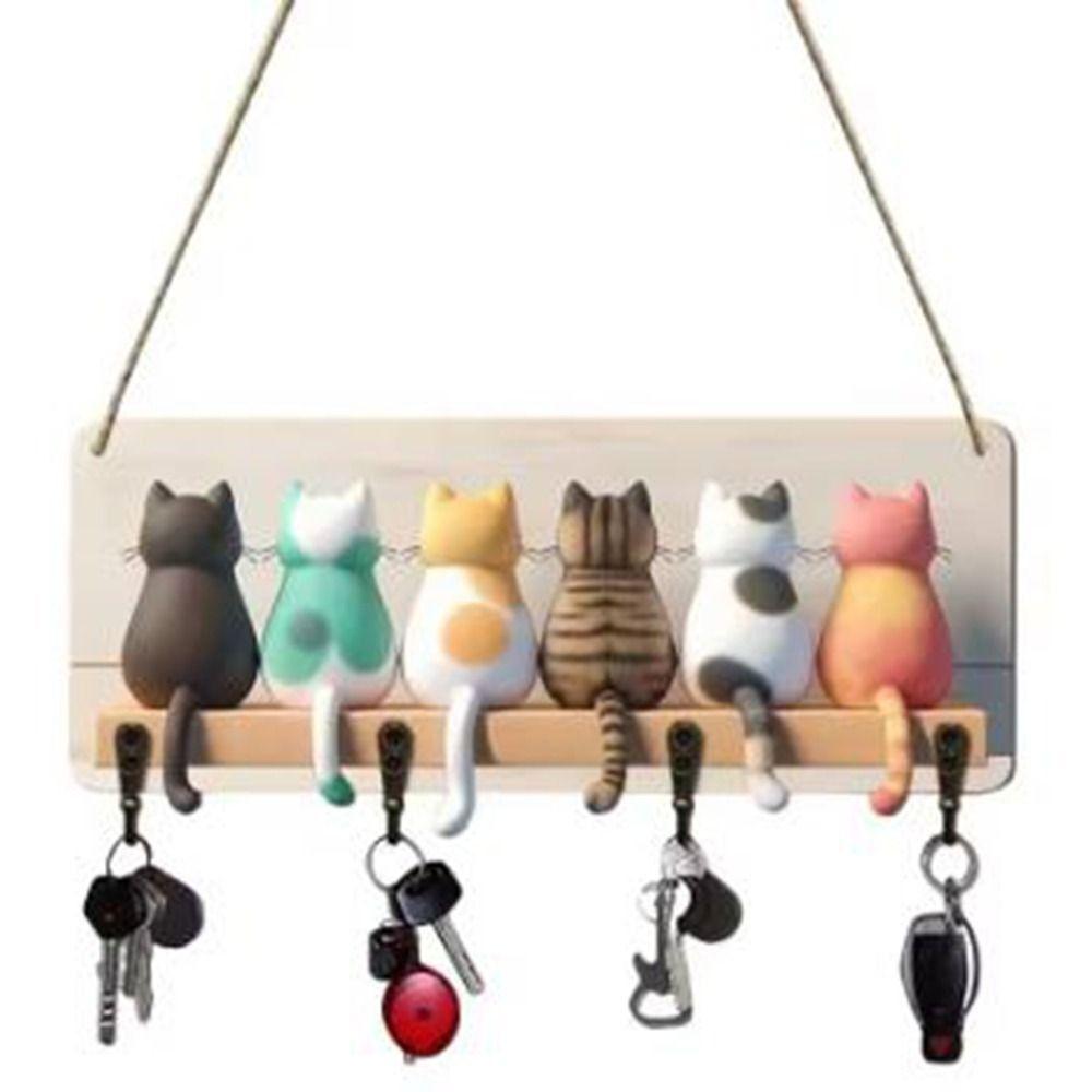 

Metal Cats Key Organizer Wood Cat Silhouette Key Hook New Cat Key Hook Home Wall