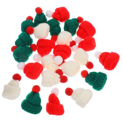 24 Pcs Mini Hat Ornament Holiday Knitting Caps Ornaments Colorful Hand Knitted Hats