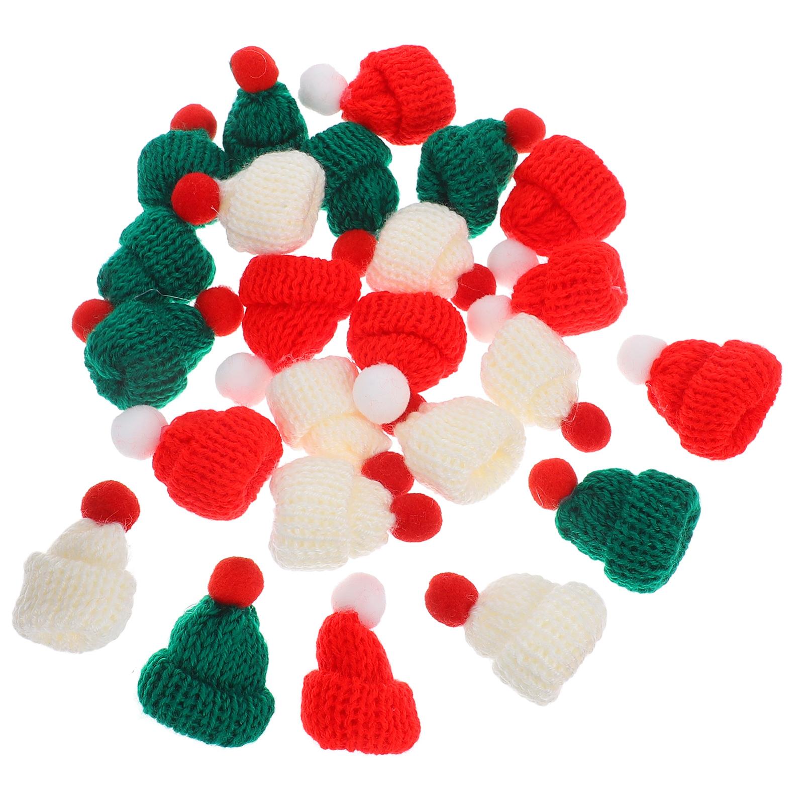 

24 Pcs Mini Hat Ornament Holiday Knitting Caps Ornaments Colorful Hand Knitted Hats other