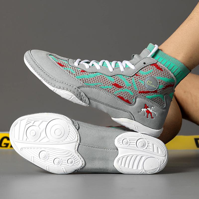 Men Wrestling Boots Boxing Sneakers Teenagers Knit Gym Training Fighting Sneakers Combat Trainers Non-slip Squat Training Shoes