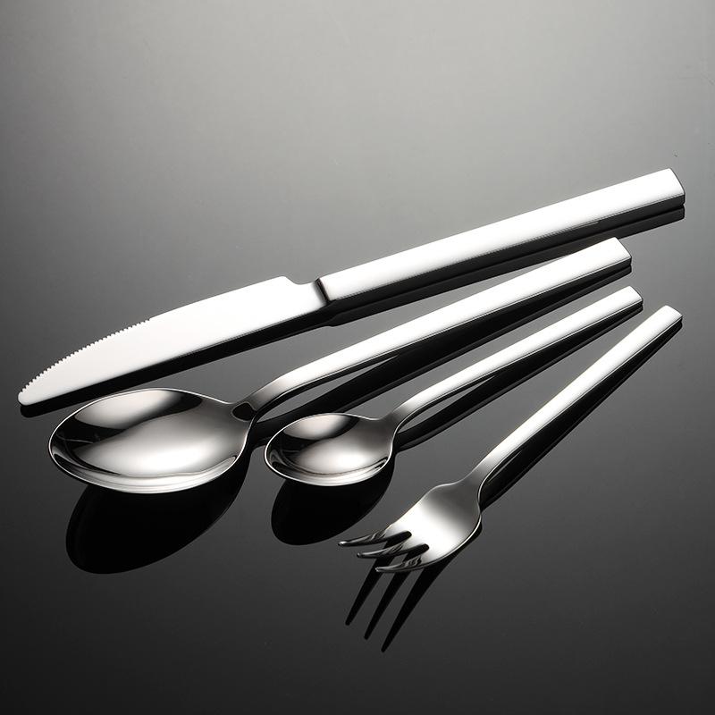 Forged 304 stainless steel thickened square handle western food knife, fork and spoon hotel high-value tableware five main parts