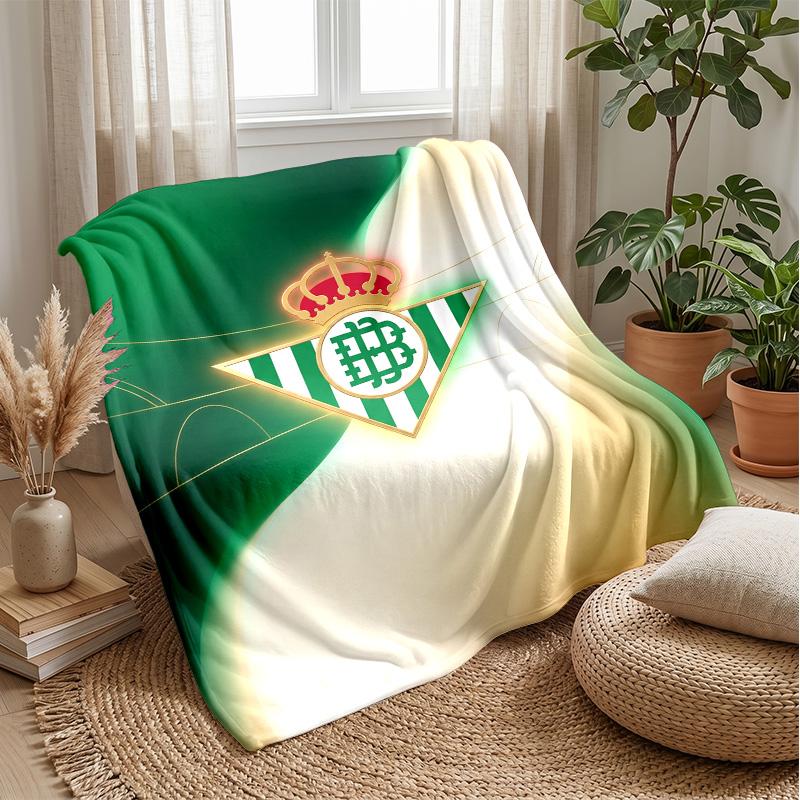 Real Betis Football Print Flannel Blanket, Soft Warm Lightweight Throw Blanket for Sofa Bed Camping