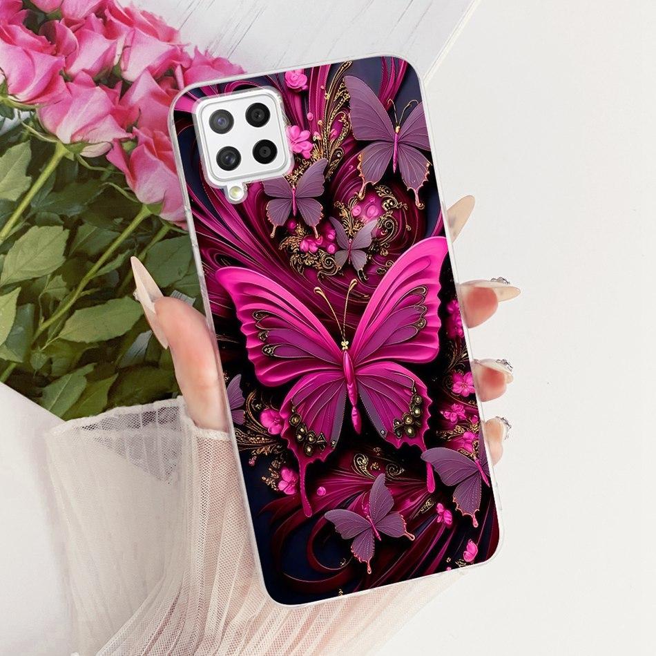 For Samsung Galaxy A22 4G A225F 5G A226B Cute Flower Butterfly Cat Painted Case For Samsung A22 Soft Silicone TPU Phone Cases