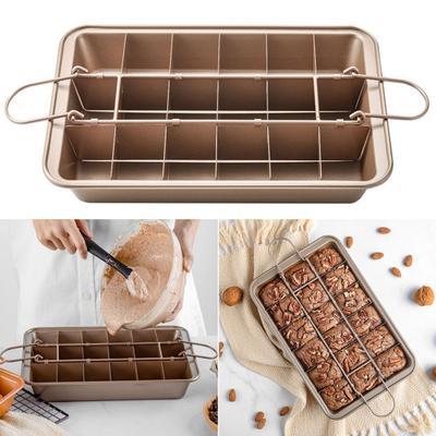Forma do brownie z wyjmowanymi przegródkami Prostokątna stal nierdzewna klasy spożywczej Ciasto czekoladowe Muffin Nieprzywierająca blacha do pieczenia Nóż do blachy Pieczenie kuchnia