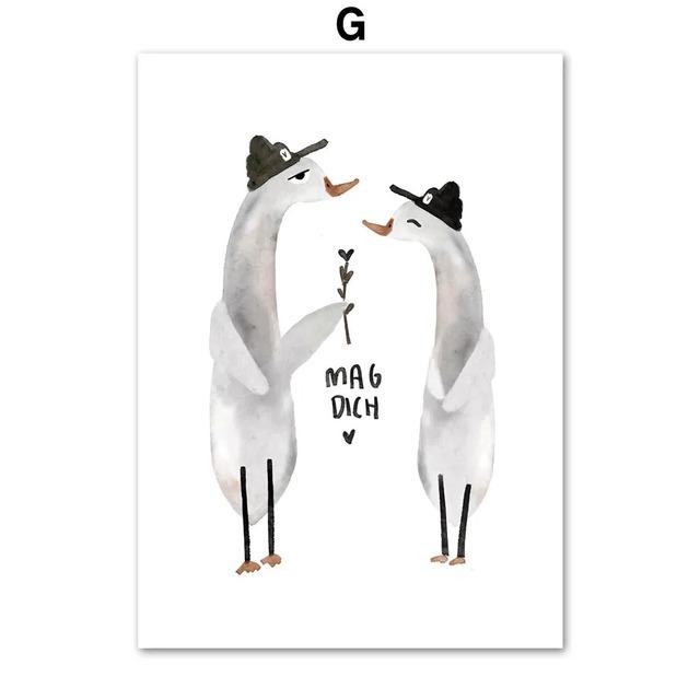 1Pcs Rabbits Wall Art Canvas Painting Interior Paintings Children's Bedroom Home Decor Bears Balloons Cute Animals Living Room No Frame