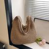 Solid Color Woven Tote Bag Hollow Out Breathable Shopping Straw Bag Lightweight Summer Beach Handbag For Women AVE
