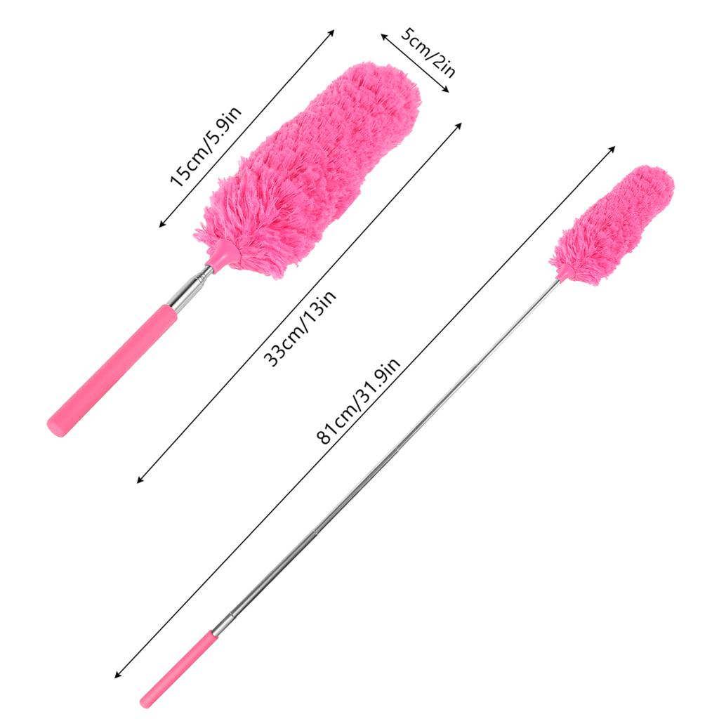 Long Handle Microfiber Duster Extendable Feather Duster Cleaning Kit with 30'' to 100'' Pole Reusable Bendable Washable