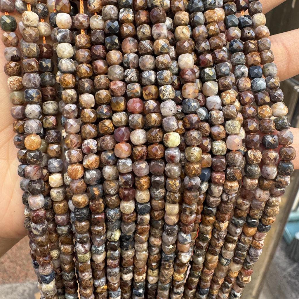 Handgefertigte facettierte Pietersit-Perlen für DIY-Schmuck