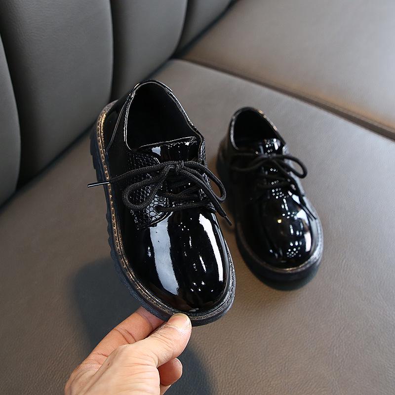 Children's shoes, new spring and autumn models, British style, soft-soled lace-up performance shoes, fashionable boys' leather shoes