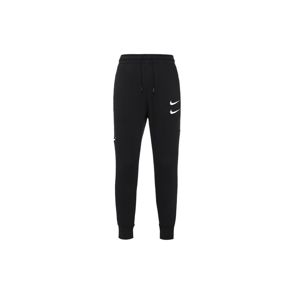 Nike Embroidered Swoosh Fleece-Lined Track Pants Men Bottoms Black DD5074-010