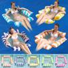 New Inflatable Four-tube Deck Chair with Net Floating Bed Water Play Stripe Folding Net Cloth Floating Chair