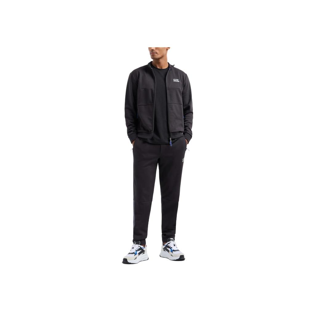 Emporio Armani EA7 FW24 Logo Print Solid Knit Sports Pants Men bottoms Black 6DPP67-PJUWZ-1771