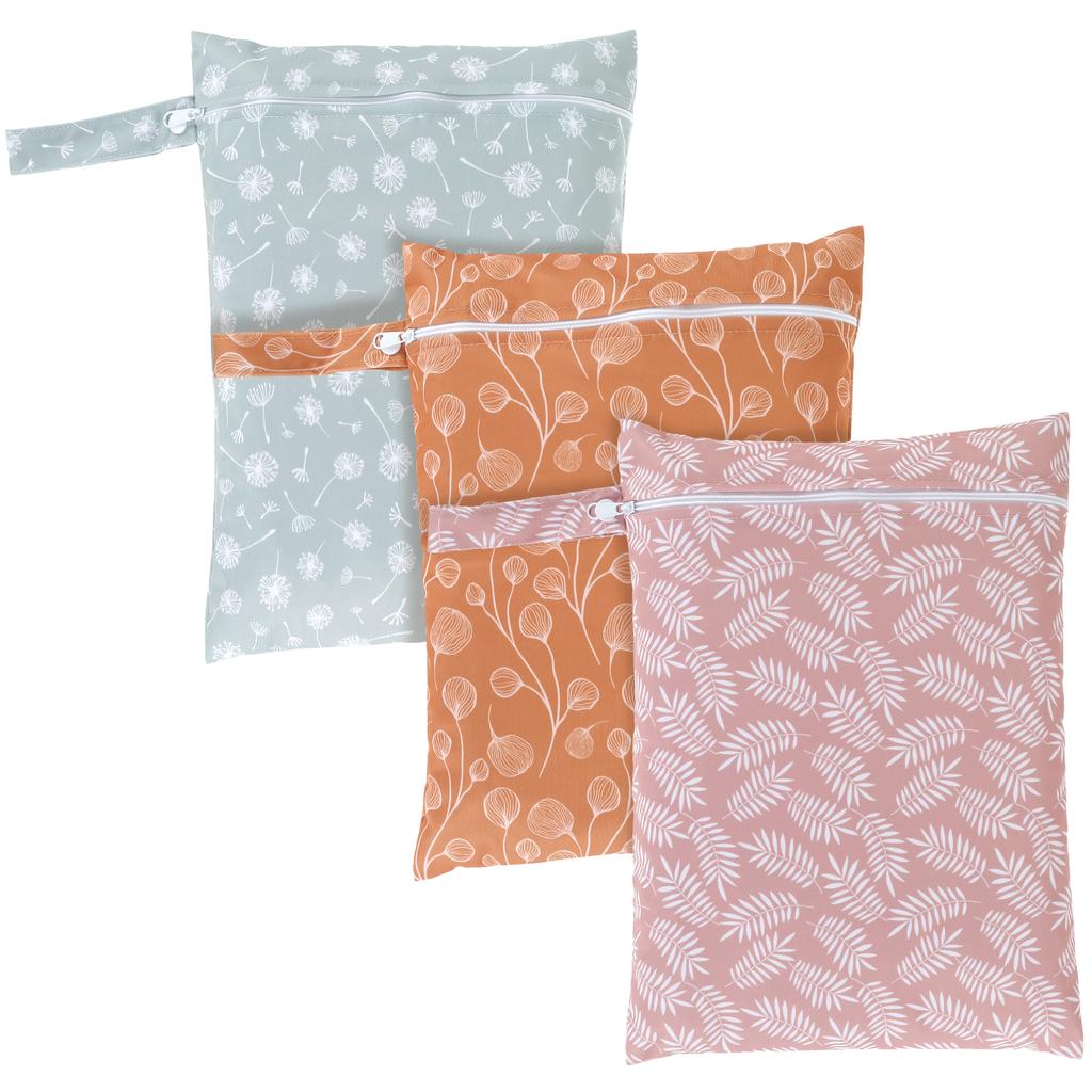 3Pcs Wet Bags Zipper Waterproof Washable Travel Bags Large Capacity Wet Dry Storage Bag for Swimsuits Baby Diapers Beach Pool