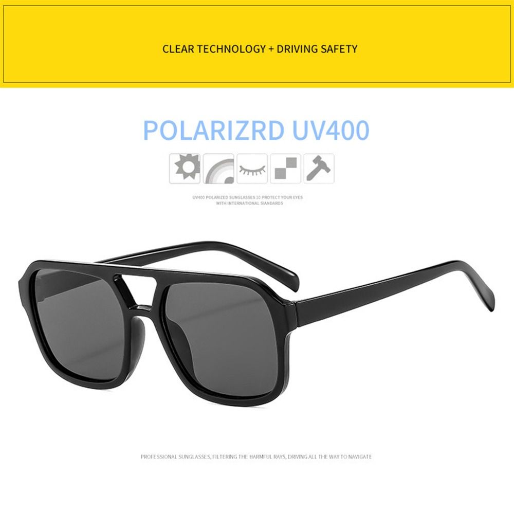 Trendy Ins Style Square Aviation Sunglasses UV400 Protection Big Frame Sun Glasses Black Shades for Women & Men
