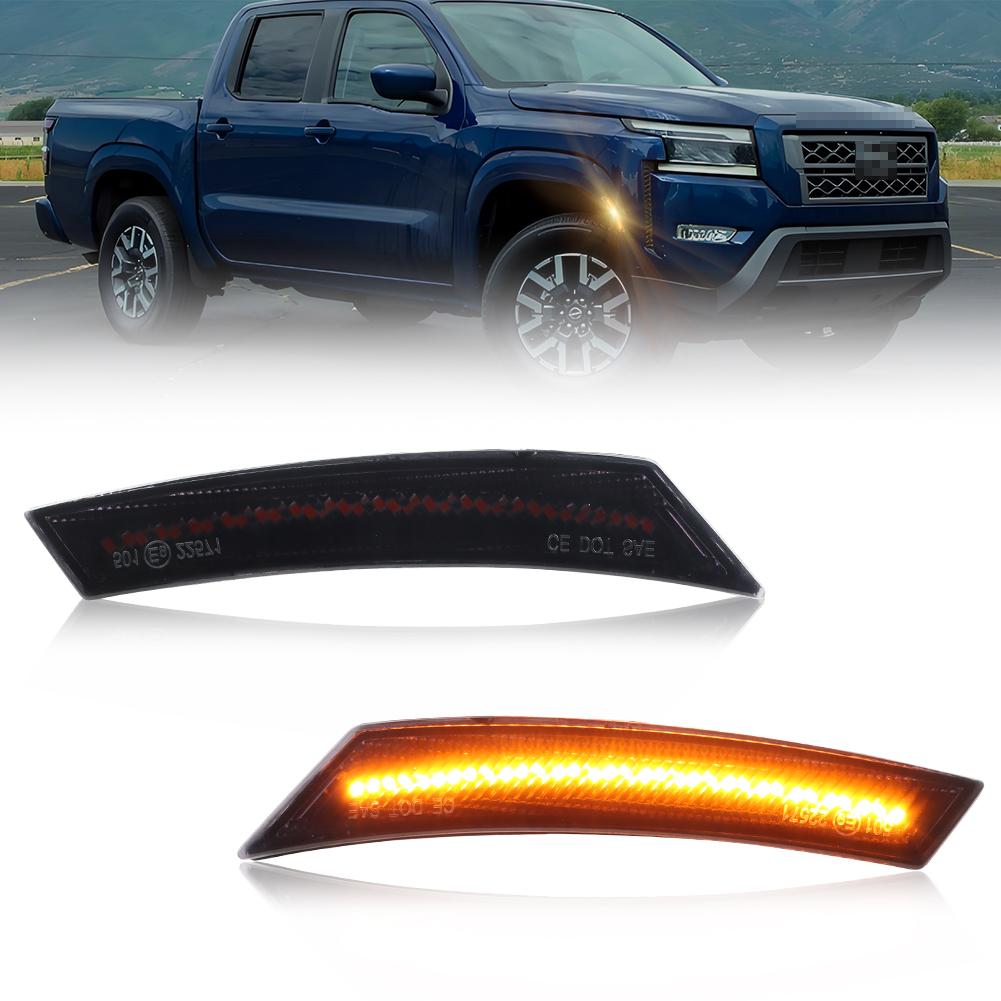 2Pcs Front Corner Side Marker Light Fender Light Turn Signal Light Reflector Light With LED For 2024+ Nissan Frontier