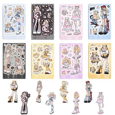 8 Styles d'Autocollants Gugu Cat Girl Guka DIY Compte à Main Décoration Petite Carte Étui Mobile Coréen Ins
