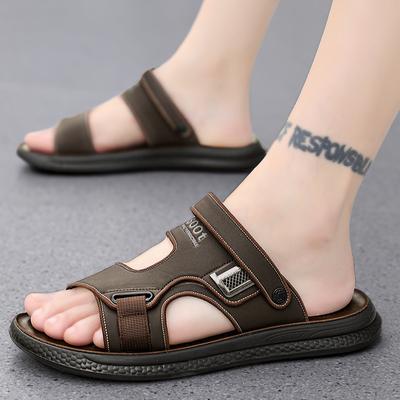Fashionable 2024 Summer New Men's Sandals Oxford Leather Sole Casual Beach Shoes Authentic Leather Slippers Wholesale