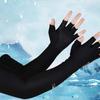 Thin Half Finger Ice Sleeves Sun Protection Breathable Summer Long Arm Covers Polyester Letter Label Anti-UV Arm Sleeves Sports