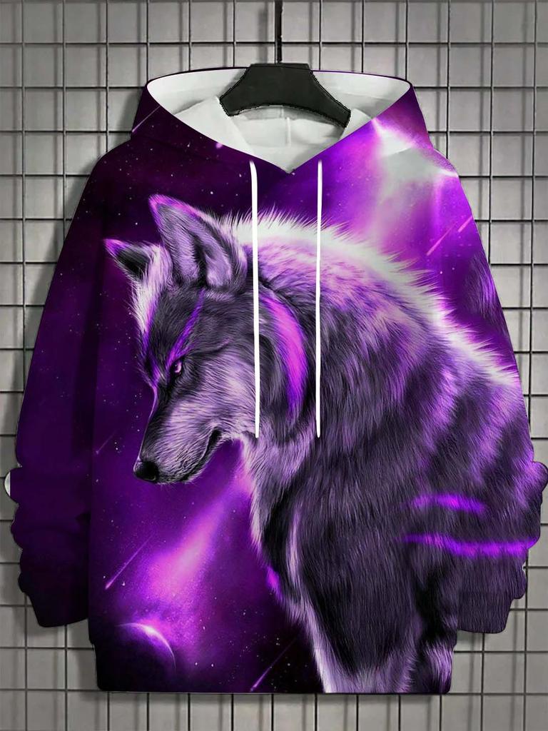 Men's Hoodie 3d Print Animal Tops Wolf Graphics Long Sleeve Hoodie Fashion Casual Autumn Unisex Tops Oversized Hooded Streetwear