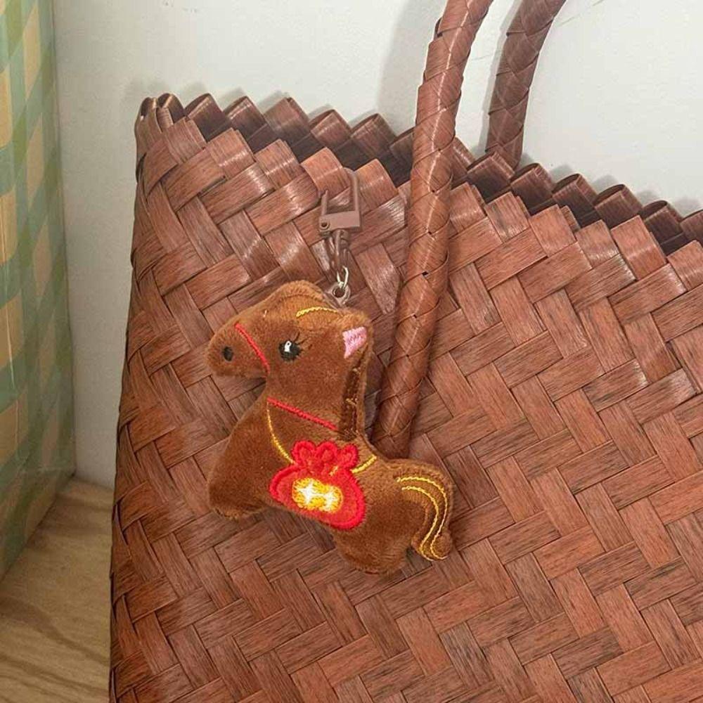 Stuffed Animal Horse Year Key Ring Cute Design Pony Plush Pendant Backpack Decoration