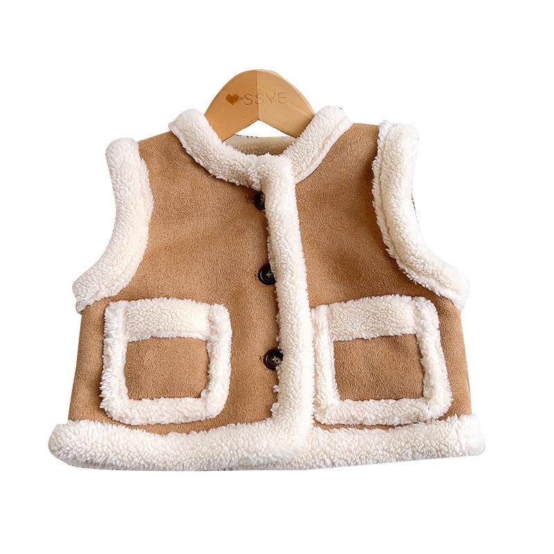 Stylowy Zimowy Polarowy Kamizelka dla Dziewczynek z Dużymi Kieszeniami - TW103