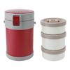 Insulated Food Jar 2L 3 Tier Microwave Safe 304 Stainless Steel Vacuum Lunch Box with Shoulder Strap for School
