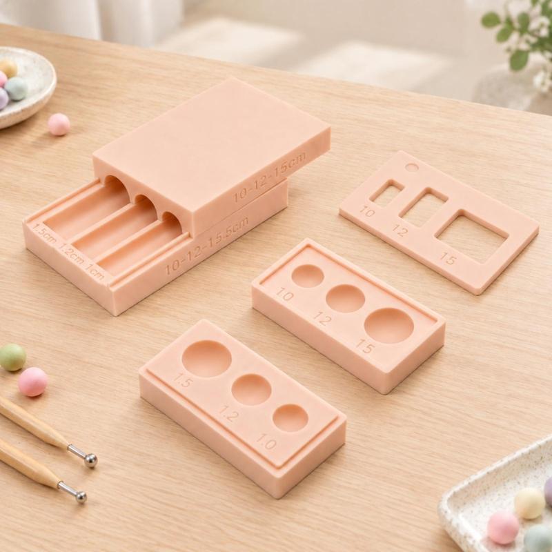 Clay Ball Shaping Tool with Arched Grooves and Middle Piercing Openings for Round Jewelry and Craft Components