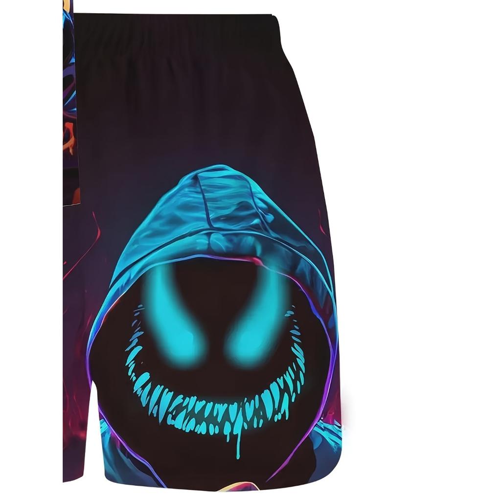 The 2025 summer new children's set features a casual 3D pattern printed polyester fiber, which is breathable and lightweight