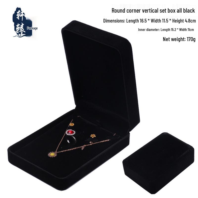 Set of 16 Black Velvet Jewelry Boxes for Earrings, Rings, Pendants, and Bracelets with Logo.
